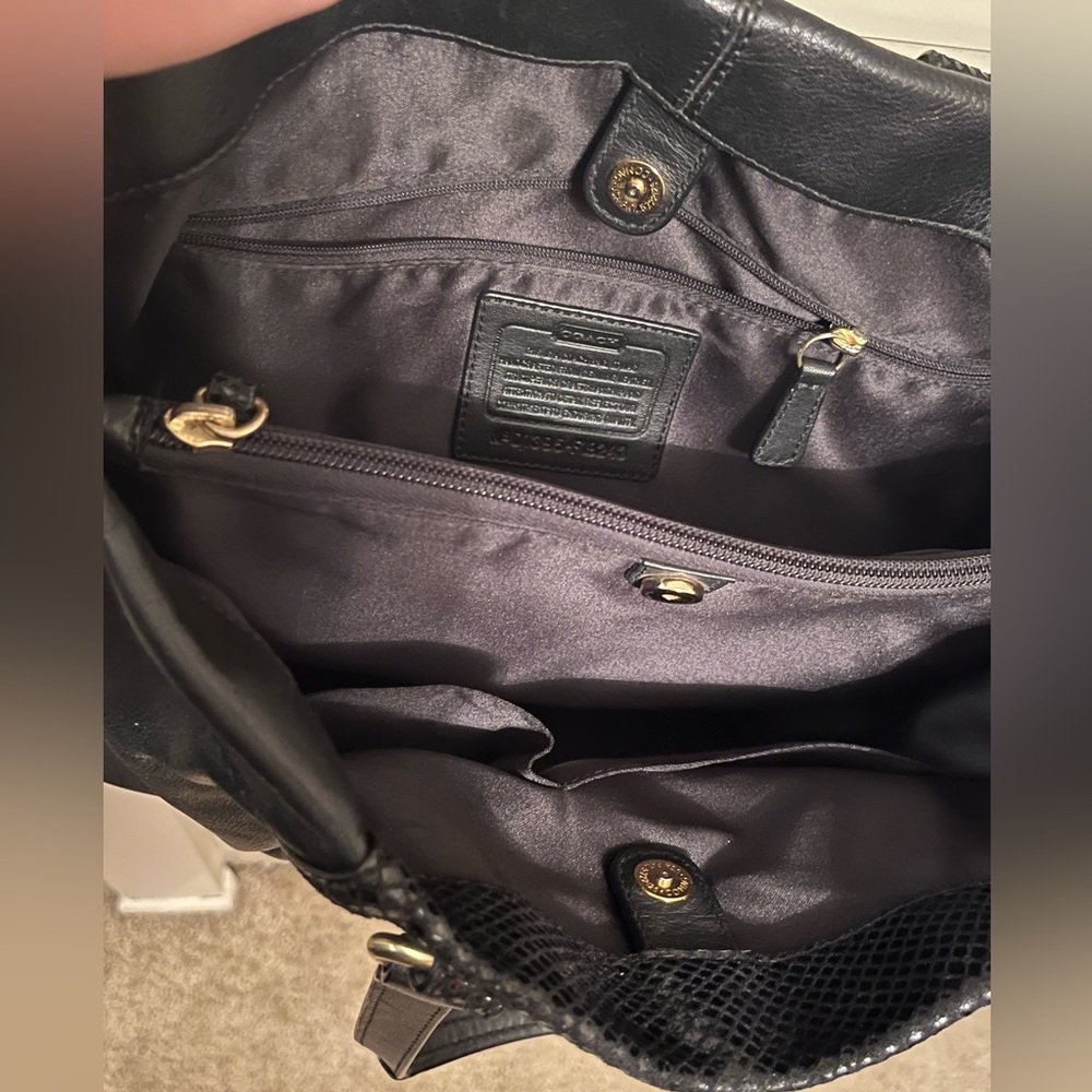 EUC Coach Ashley Python Embossed Detail Black Lea… - image 7